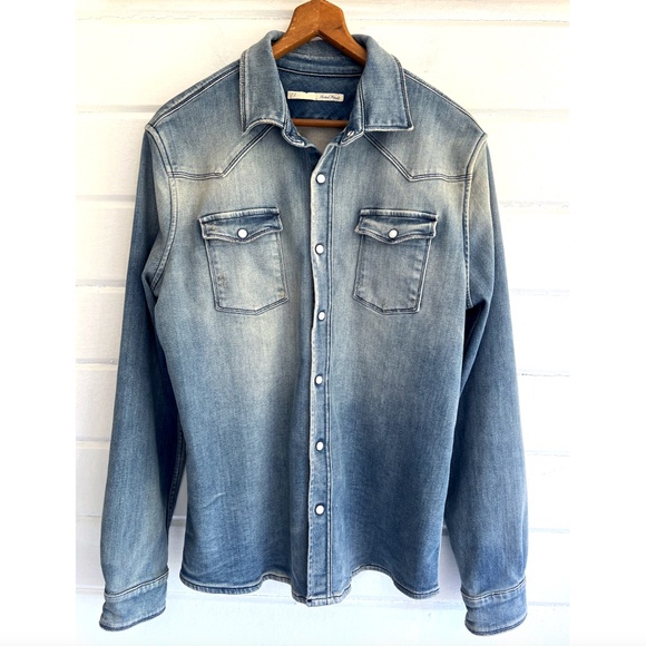 TELERIA ZED Roper Western Snap Front Blue Denim Shirt - XL